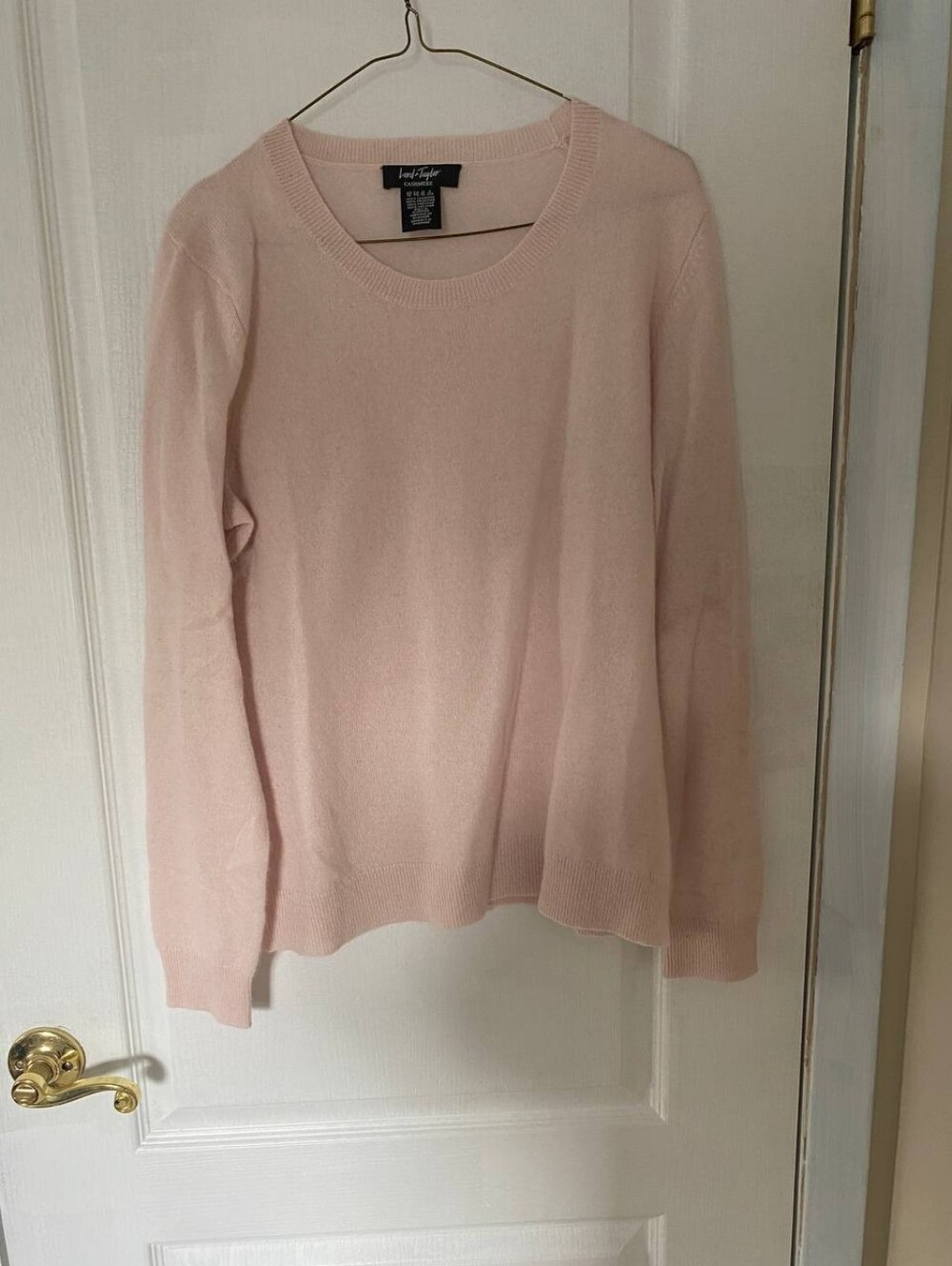 Women’s Lord & Taylor 100% Cashmere Baby Pink Long Sleeve Sweater Size XL